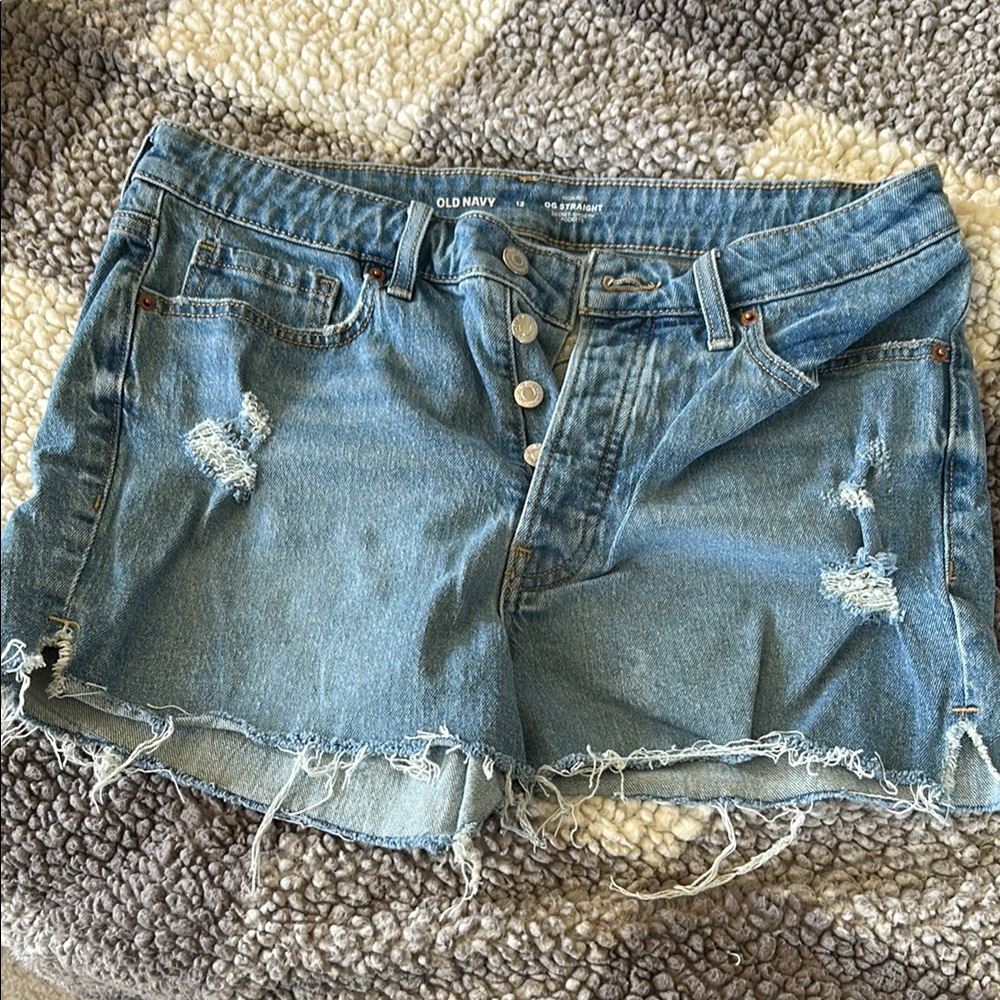 Old Navy Blue Distressed Jean Shorts Frayed Hem